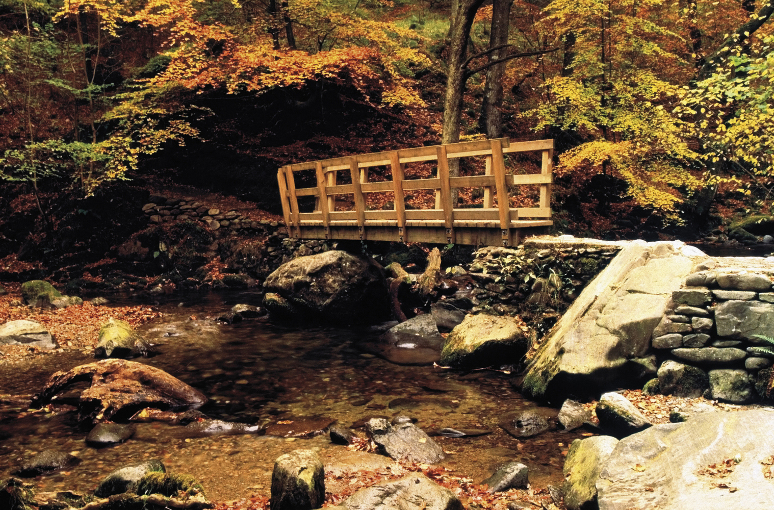 wooden footbridge over the river duddon lake district ***Note, slight blurriness, best at small sizes.