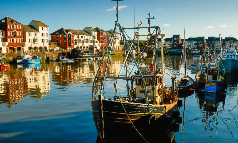 Trawlers in Harbour at Maryport in Cumbria